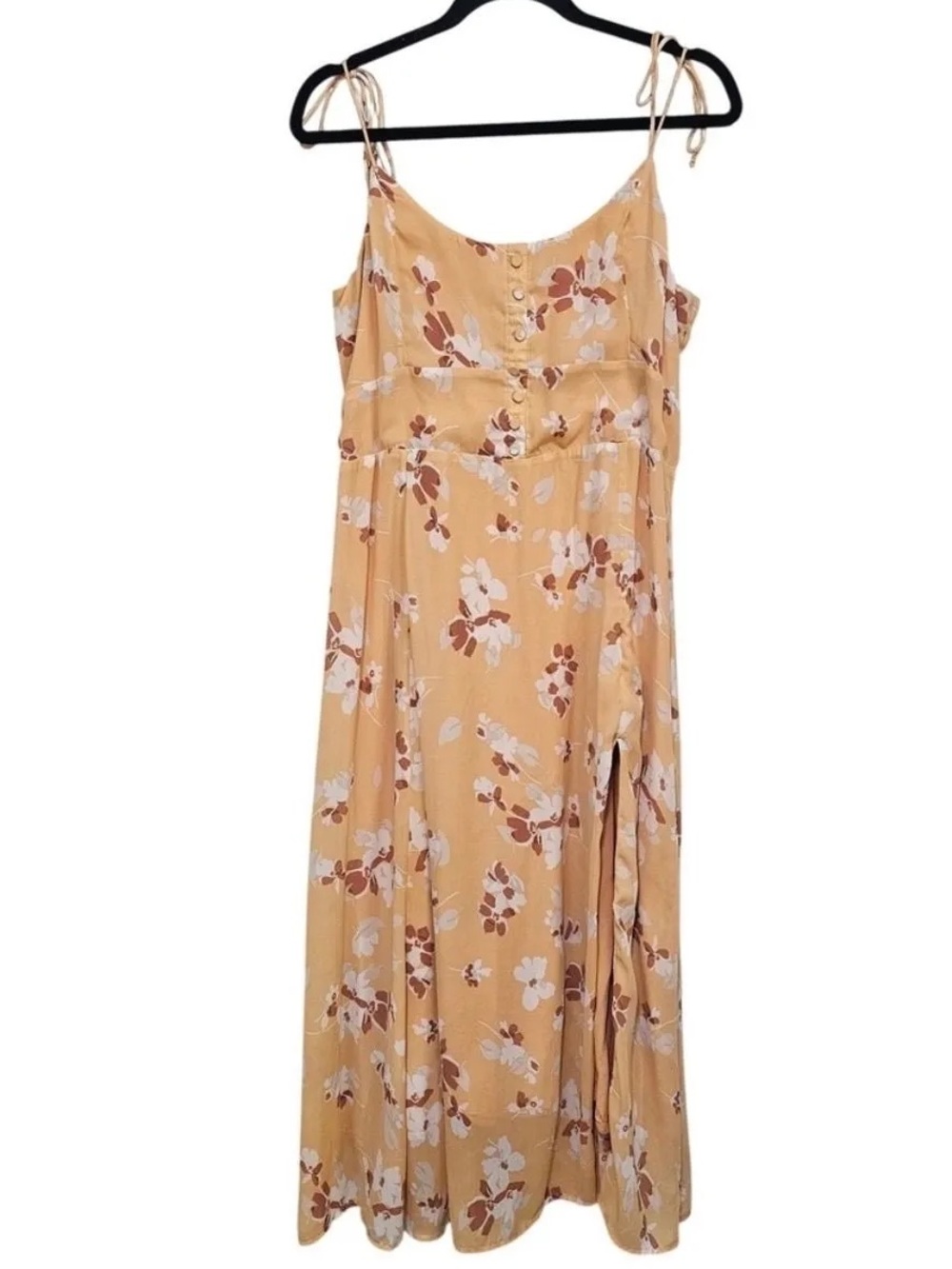 Abercrombie & Fitch Midi Yellow Floral Buttoned Tie Dress - Picture 4 of 8
